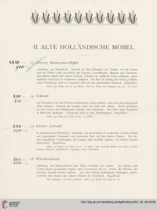 II. Alte holländische Möbel (Nr. 13-41)