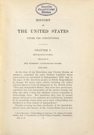 History of the United States of America, under the constitution, 1. 1783 - 1801
