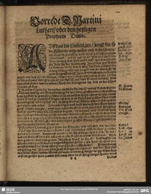 Vorrede D. Martini Lutheri, uber den heyligen Propheten Daniel
