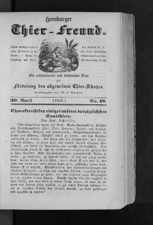 Hamburger Thier-Freund. 30. April. (1858.) No. 18.