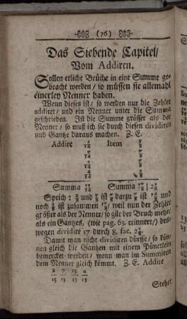 Das Siebende Capitel. Vom Addiren.
