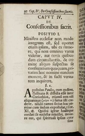 Caput IV. De Confessionibus sacris