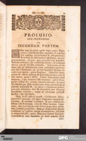 Prolusio, Seu Ingressus Ad Secundam Partem.