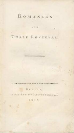 Romanzen vom Thale Ronceval