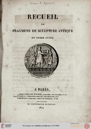 Recueil de fragmens de sculpture antique en terre cuite