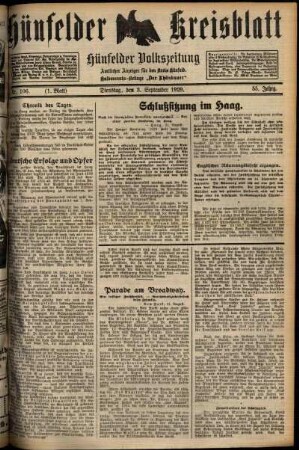 Erste Ausgabe vom Dienstag, den 03. September 1929.