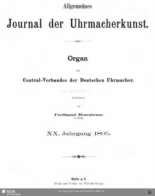 20.1895: Allgemeines Journal der Uhrmacherkunst