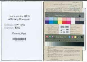 Entnazifizierung Paul Daams , geb. 13.12.1911 (Buchhalter)
