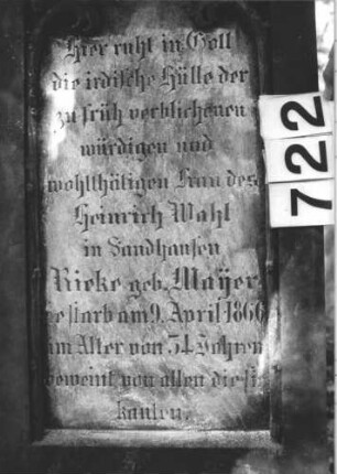 Grabstein 722 (Detailaufnahme 2)