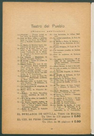 Teatro del Pueblo - (Números publicados)