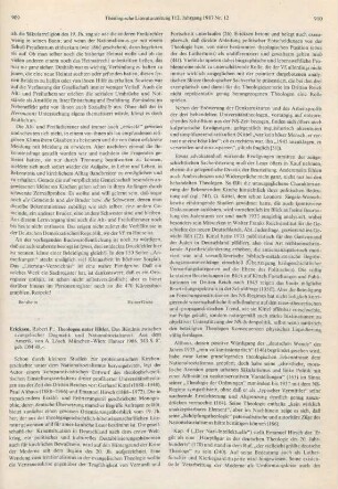 909-911 [Rezension] Ericksen, Robert P., Theologen unter Hitler