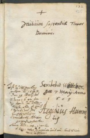 Aegidius Hunnius, Wittenberg 7.5.1605