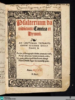 Psalterium dauidicum : Cantica et hymni - Cod. Lichtenthal 121 : [mit handschriftlichen Zusätzen]