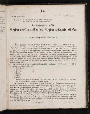 Amtsblatt der Großherzoglich-Hessischen Regierungs-Commission des Regierungsbezirks Gießen