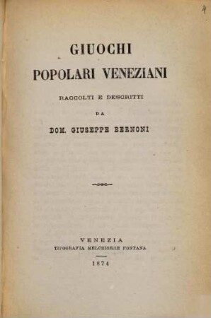 Giuochi popolari Veneziani