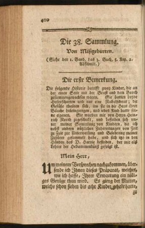 Die 38. Sammlung. Von Mißgeburten