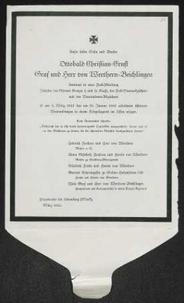 Brief von Georg Heinrich von Werthern-Beichlingen, Anna Elisabeth von Werthern, Elisabeth von Werthern, Thilo Werthern-Beichlingen und Gertrud von Werthern-Beichlingen an Gerhart Hauptmann