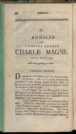IV. Annales de l´Empire depuis Charle Magne.