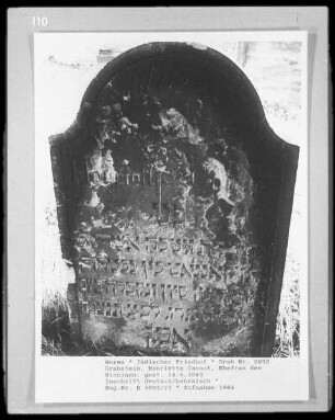 Grabstein der Henriette Cannot, Ehefrau des Nicolaus (gestorben 1843.06.14)