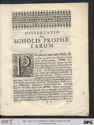 Dissertatio de scholis prophetarum