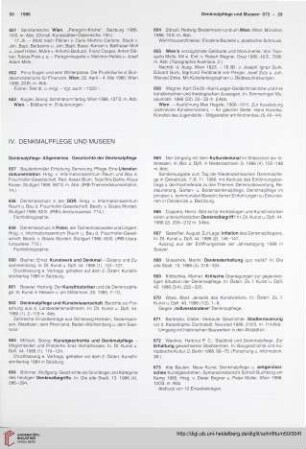 IV. Denkmalpflege und Museen