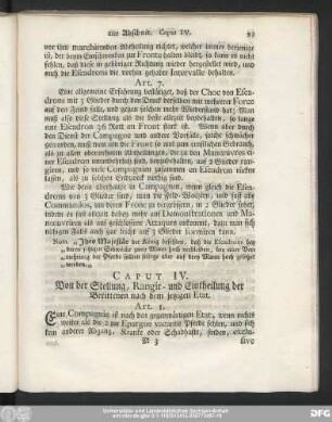 Caput IV. Von der Stellung, Rangir- und Eintheilung der Berittenen nach dem jetzigen Etat.
