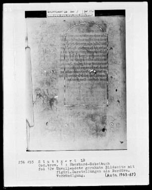 Das Eberhardgebetbuch — Verkündigung gerahmt von zwölf szenischen Darstellungen als Bordüre, Folio 12verso