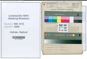 Entnazifizierung Gertrud Huhnen , geb. 12.02.1896 (Prokuristin)