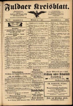 Zweite Ausgabe vom Mittwoch, den 01. Juli 1903.