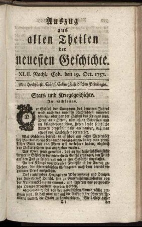 XLII. Nachl. Cob. den 19. Oct. 1757.