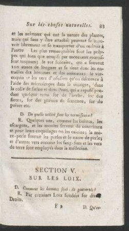 Section V. Sur les loix.