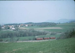 Metlangen Zug N 6618 GD-GP Schienenbus Baureihe 797 Beiwagen Baureihe 997 Telegrafenleitung Pfeifsignal