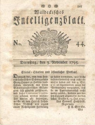 No. 44, Dienstag, den 3. November 1795