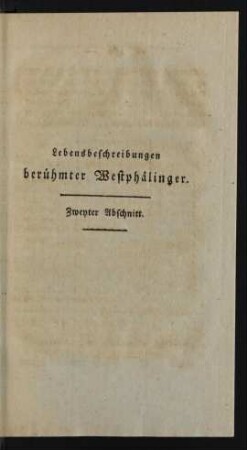 Lebensbeschreibungen berühmter Westphälinger. Zweyter Abschnitt