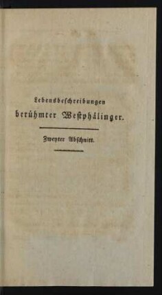Lebensbeschreibungen berühmter Westphälinger. Zweyter Abschnitt