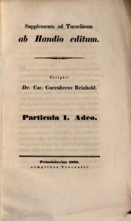 De usu particulae Adeo brevis observatio