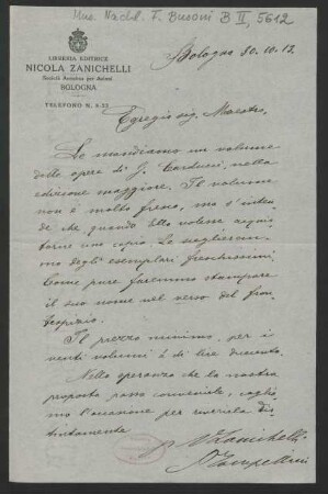 Brief an Ferruccio Busoni : 30.10.1913