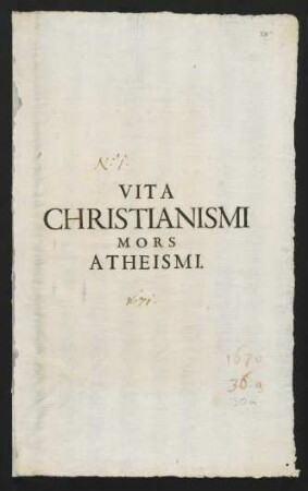Vita Christianismi Mors Atheismi