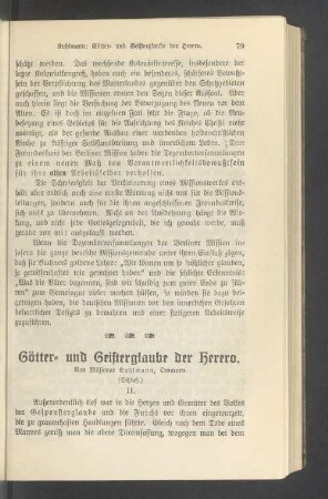 Götter- und Geisterglaube der Herero (Schluß)