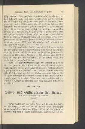 Götter- und Geisterglaube der Herero (Schluß)