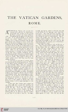 The Vatican Gardens, Rome [Text und Tafeln]