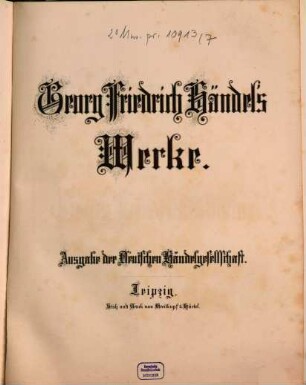 Georg Friedrich Händel's Werke, 7. Semele : Oratorium