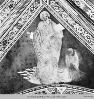 Ausmalung der Cappella della Croce : Gewölbemalerei mit den 4 Evangelisten und 3 Franziskanerheiligen : Die vier Evangelisten