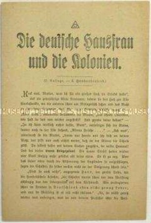 Flugschrift des Kolonial-Wirtschaftlichen Komitees zur Bedeutung der Kolonialwirtschaft für den deutschen Haushalt