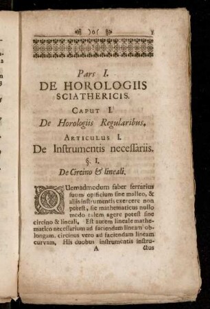 Caput I. De Horologiis Regularibus