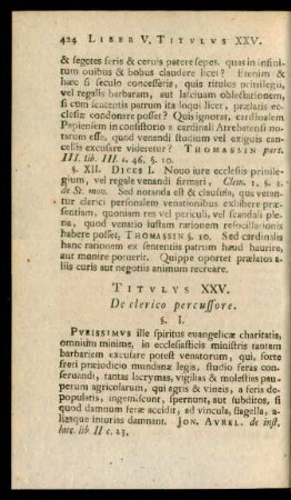 Titulus XXV. De clerico percussore.