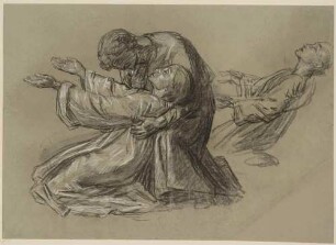 Zurücksinkendes Mädchen, von männlicher Figur gestützt