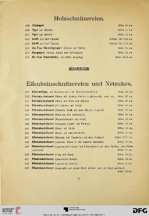 Holzschnitzereien (Nr. 209-216)