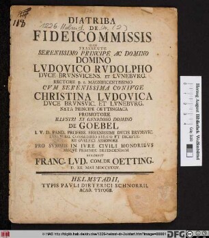 Diatriba De Fideicommissis