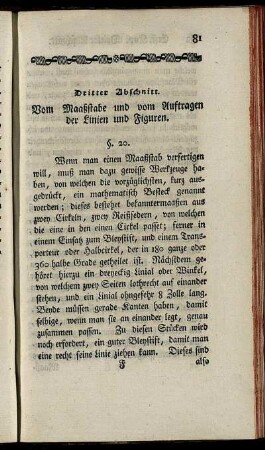 Dritter Abschnitt. Vom Maaßstabe und vom Auftragen der Linien und Figuren.